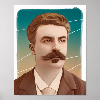 French Author Guy de Maupassant illustration  Poster