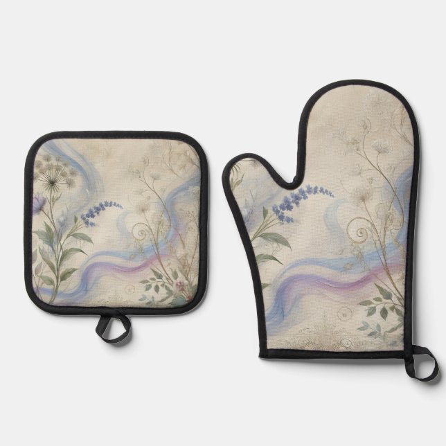 French Avalon Kitchen Oven Mitt & Pot Holder Set (Front)
