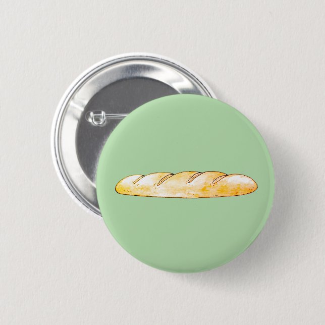 French baguette bread 2 inch round button (Front & Back)