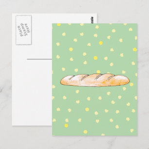 French baguette bread postcard