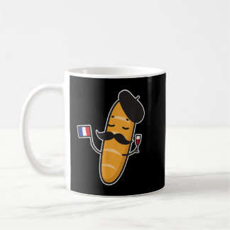 French Baguette Holding A French Flag And Wine Gla Coffee Mug