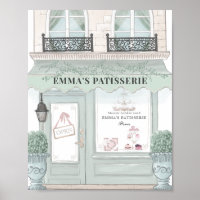 French Bakery Cafe Patisserie Green Backdrop