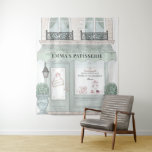 French Bakery Cafe Patisserie Green Backdrop Tapestry<br><div class="desc">This cute french cafe/bakery/patisserie theme backdrop tapestry features a white background with a french patisserie/bakery/cafe storefront in pistachio green. Perfect for birthdays,  baby showers,  bridal showers,  weddings,  party decor,  kids' room decor and any occasions. Personalize for your needs. You can find more matching products at my store.</div>