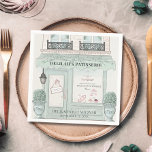 French Bakery Patisserie Paris Green Bat Mitzvah Napkin<br><div class="desc">This cute french cafe/bakery/patisserie theme girl's Bat Mitzvah paper napkin features a french patisserie/bakery/cafe storefront in pistachio green. Personalize for your needs. You can find more matching products at my store.</div>