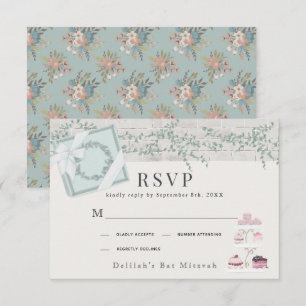 French Bakery Patisserie Paris Green Bat Mitzvah RSVP Card