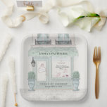 French Bakery Patisserie Paris Green Birthday Paper Plate<br><div class="desc">This cute french cafe/bakery/patisserie/paris theme girl's birthday paper plate features a cream background with a french patisserie/bakery/cafe storefront in pistachio green. Personalize for your needs. You can find more matching products at my store.</div>