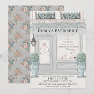 French Bakery Patisserie Paris Grey Bridal Shower Invitation