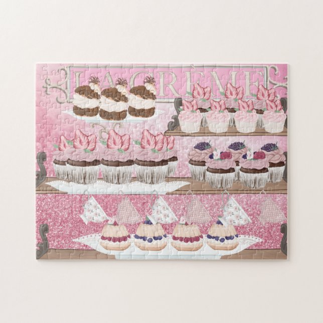 French Bakery Shop Cupcake Shelves Girly Cute Jigsaw Puzzle (Horizontal)