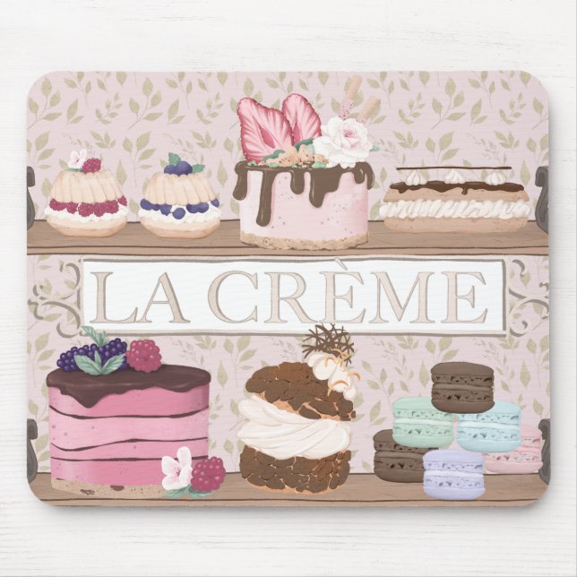 French Bakery Shop Pastries Macarons Tortes Mouse Pad (Front)