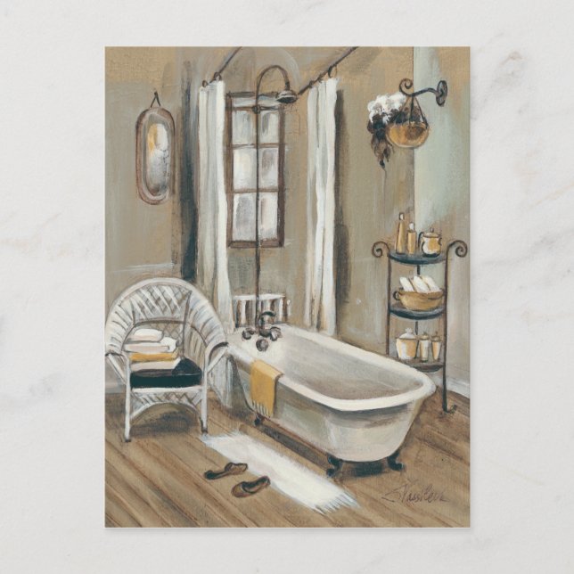 French Bathroom with Bathtub Postcard (Front)