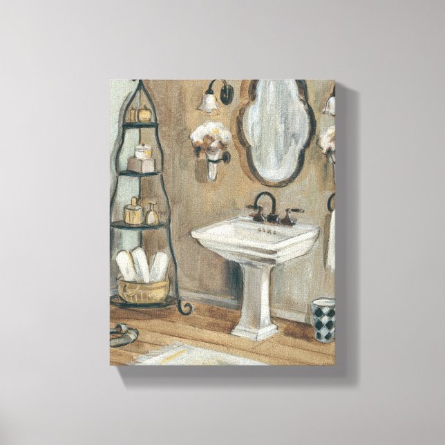 French Bathroom with Mirror and Sink Canvas Print (Front)