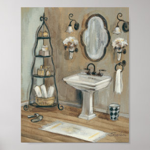 French Bathroom with Mirror and Sink Poster