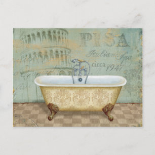 French Bathtub and the Leaning Tower of Pisa Postcard