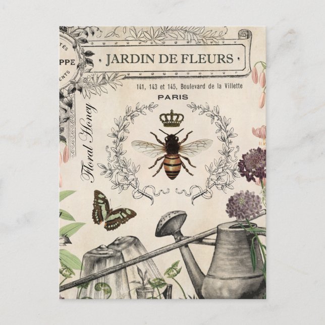FRENCH BEE GARDEN POSTCARD (Front)