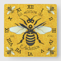 French Bee Honeycomb Family Name Elegant Honeybee