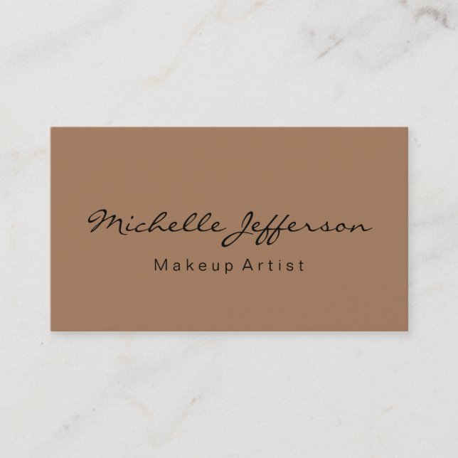 French Beige Makeup Artist Script Business Card (Front)