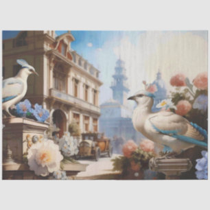 French Birds Blue Tissue Paper
