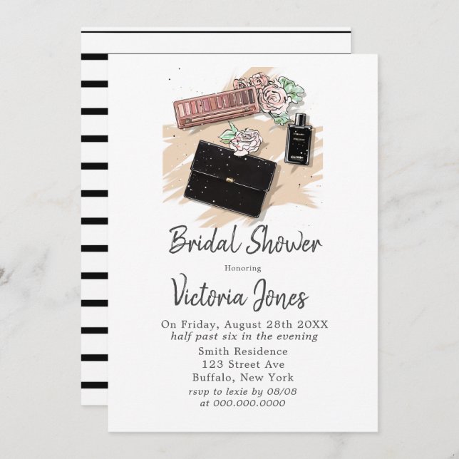 French Black Apparel Bridal Shower Invitation (Front/Back)