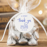 French Blue A Sweet Thank You Wedding Favour Classic Round Sticker<br><div class="desc">French Blue A Sweet Thank You Wedding Favour Stickers</div>