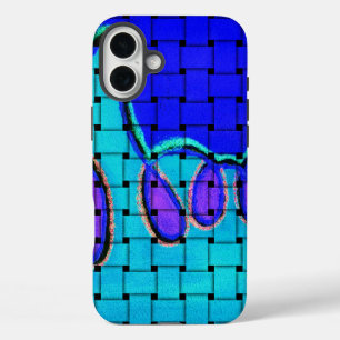 French Blue Abstract with Woven Texture iPhone 16 Plus Case