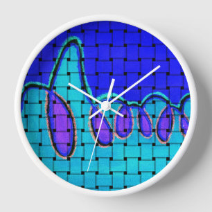 French Blue Abstract with Woven Texture Clock