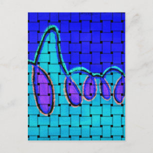 French Blue Abstract with Woven Texture Postcard