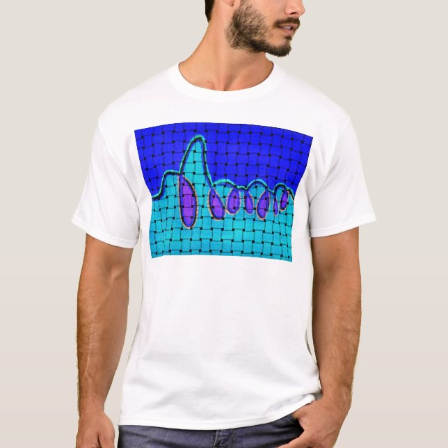 French Blue Abstract with Woven Texture T-Shirt (Front)