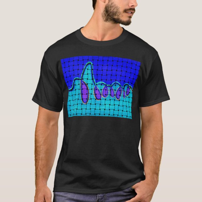 French Blue Abstract with Woven Texture T-Shirt (Front)
