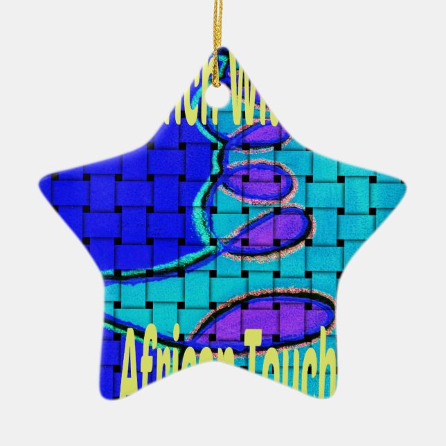 French Blue African Woven Abstract Purple Shape Ceramic Ornament (Front)