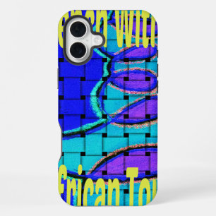French Blue African Woven Abstract Purple Shape iPhone 16 Plus Case