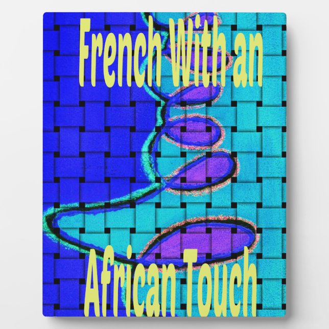 French Blue African Woven Abstract Purple Shape Plaque (Front)