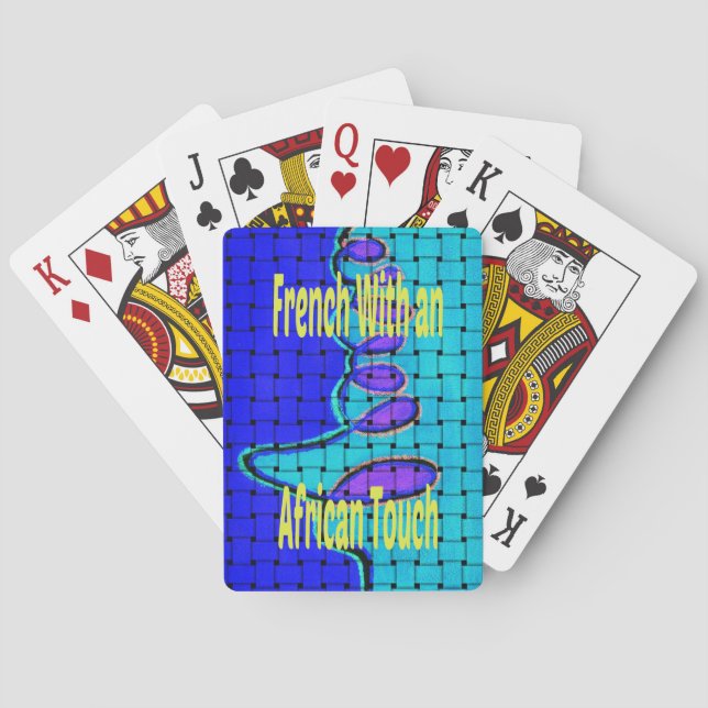French Blue African Woven Abstract Purple Shape Playing Cards (Back)