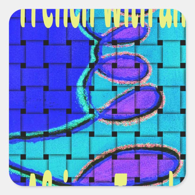 French Blue African Woven Abstract Purple Shape Square Sticker (Front)