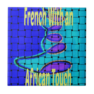 French Blue African Woven Abstract Purple Shape Tile