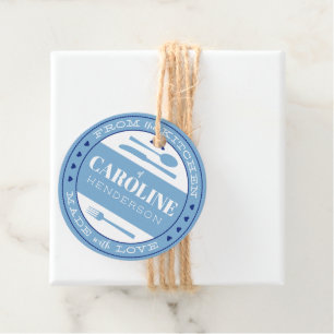 French Blue and Navy Hearts Made With Love Food Favour Tags