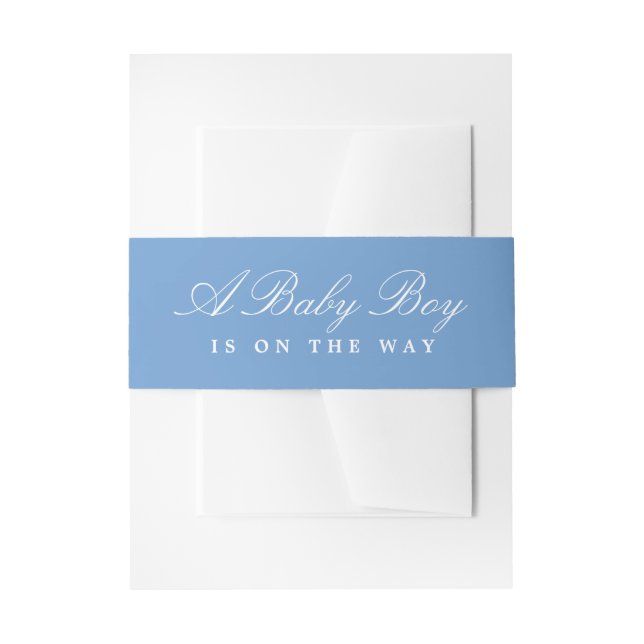 French Blue and White Baby Boy is on the Way Invitation Belly Band (Front Example)