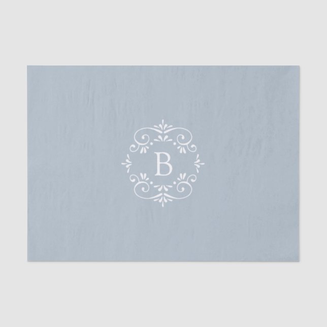 French Blue and White Elegant Monogram Tissue Paper (Front)