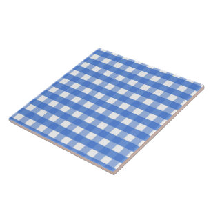French Blue and White Gingham Tile