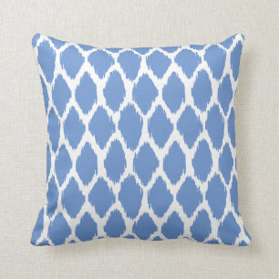 French Blue and White Ogee Patterned Throw Pillow
