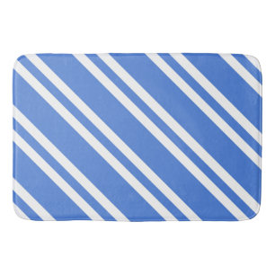 French Blue and White Stripes Bath Mat