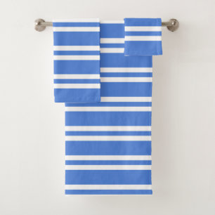 French Blue and White Stripes Bath Towel Set