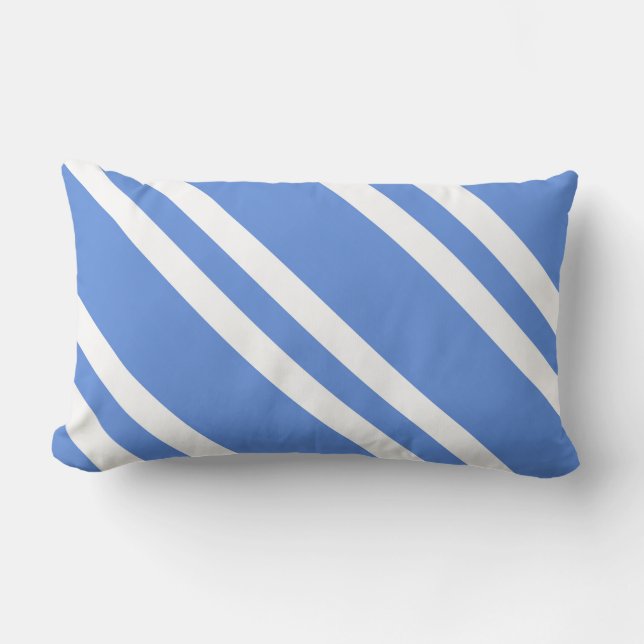 French Blue and White Stripes Lumbar Pillow (Front)