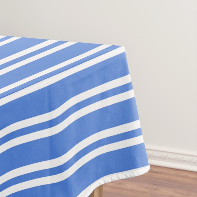 French Blue and White Stripes Tablecloth (In Situ)