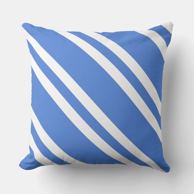 French Blue and White Stripes Throw Pillow (Front)