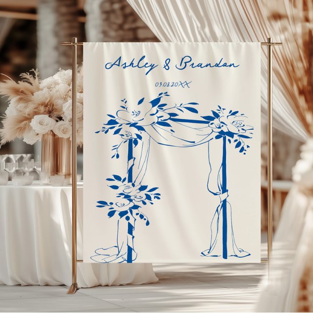 French Blue Arch Photo Booth Backdrop, Wedding Tapestry (Creator Uploaded)