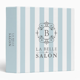 French Blue Awning Stripes with Monogram Logo Binder