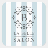 French Blue Awning Stripes with Monogram