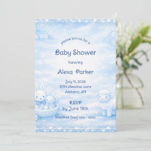 French Blue Baby Shower Invitation