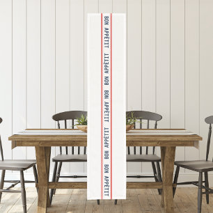French Blue Bon Appétit & Red Striped Short Table Runner