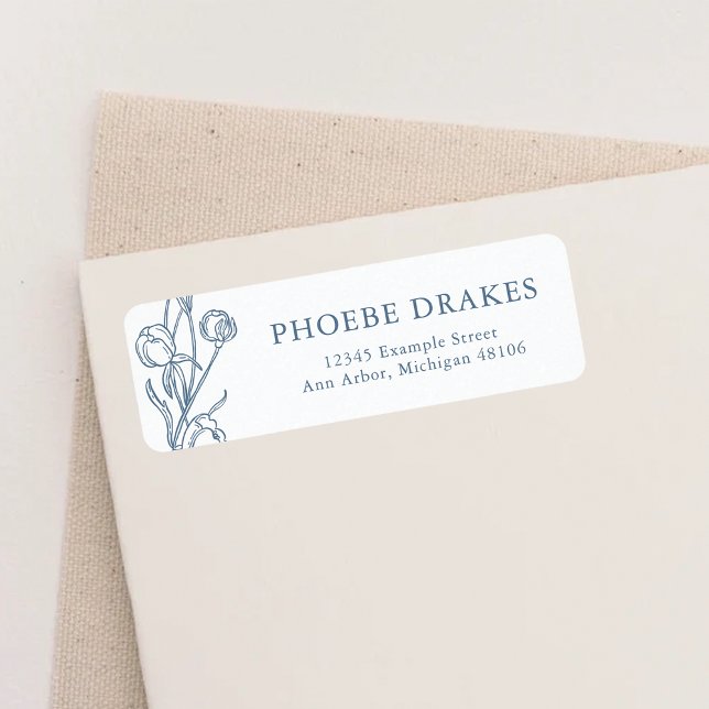 French Blue Chinoiserie Floral Return Label (Creator Uploaded)